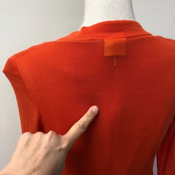 Tory Burch Sheath Dress Womens 6 Orange Cardigan Belted Business Career Teacher - Picture 4 of 16